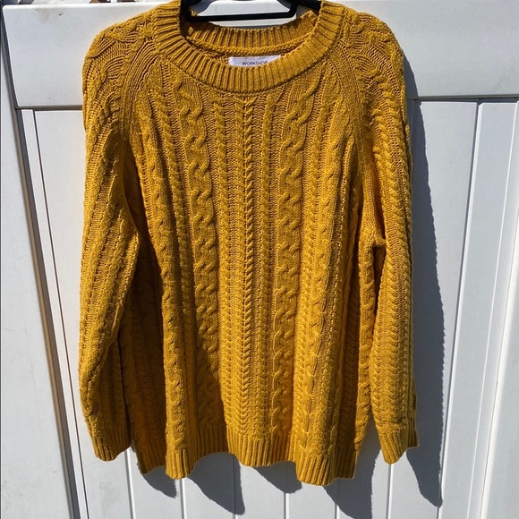 Workshop Republic Clothing Sweaters - Cozy Cable Knit Sweater - Mustard Yellow